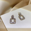 Shiny Crystal Geometric Drop Earrings