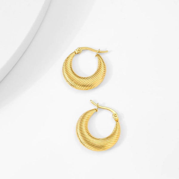Anti Tarnish Strip Hoops Earrings