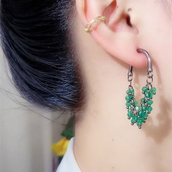 Green beading earrings