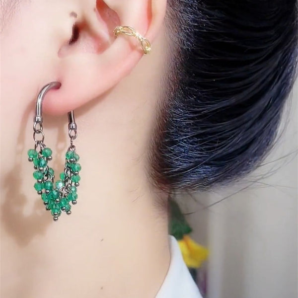Green beading earrings