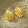Anti tarnish gold waves stud earrings