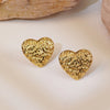 Anti Tarnish Golden Heart Rock Texture Earring
