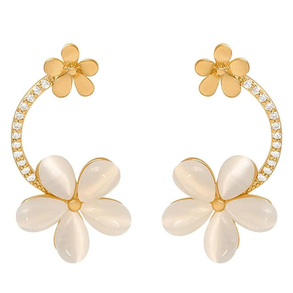 Flower Hoop Pearl Earrings