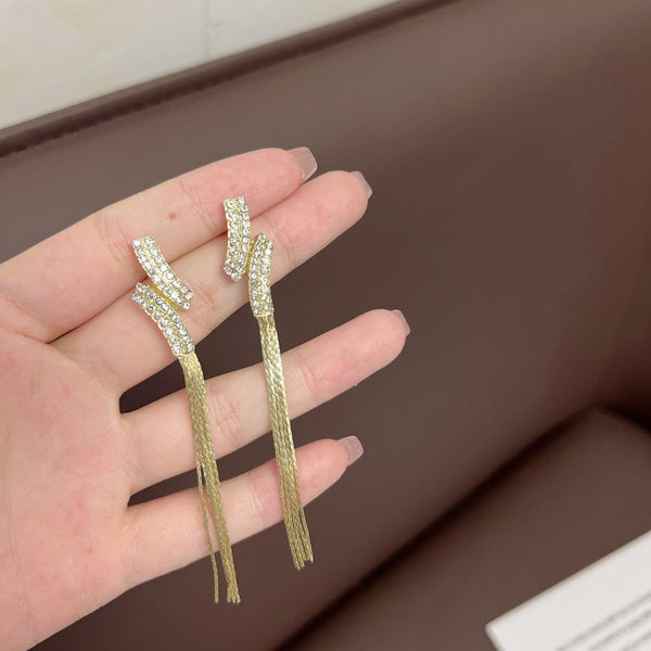 White Stone Tassel earrings