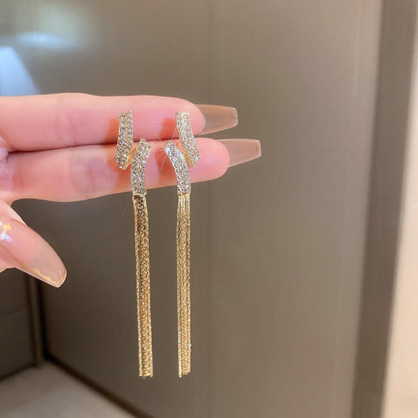 White Stone Tassel earrings