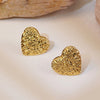Anti Tarnish Golden Heart Rock Texture Earring
