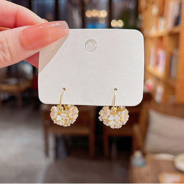 Flower ball drop earring