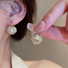 Flower ball drop earring