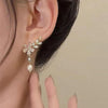 Crystal Floral Pearl Drop Earrings