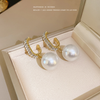Beaded Crystal Big Pearl Earring