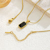 Gold Black Rectangle Stone Necklace