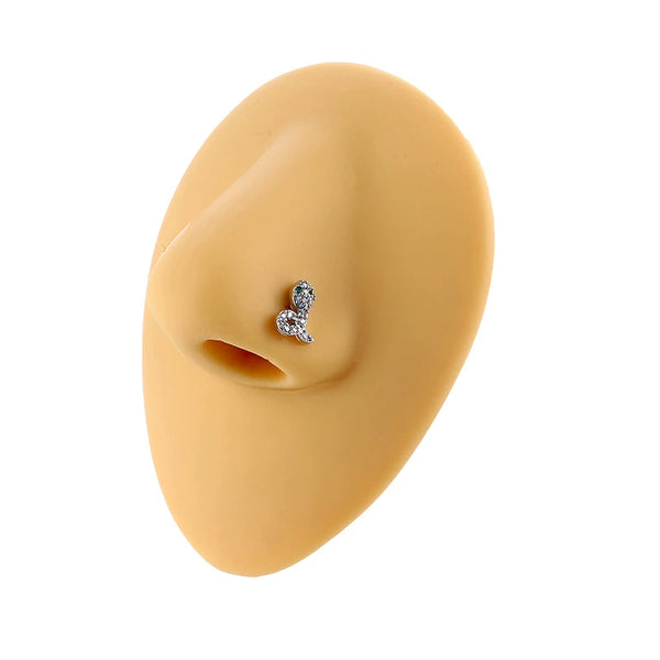 Snake Dermal White & Green Stone Piercing