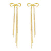 Long Rhinestone Gold Bowknot Earrings