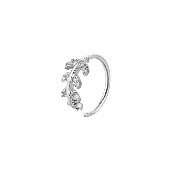 Adjustable Leaf Zircon Silver Nose piercing