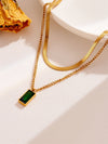 Gold Plated Baguette Snake Emerald Necklace