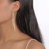 Long Rhinestone Gold Bowknot Earrings