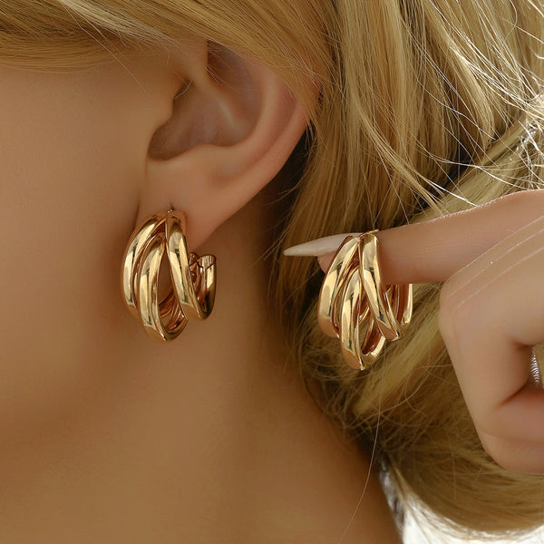 Combo Of 2 Fancy Goden Hoop & Pearl Erring
