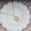Elegant Rhinestone Pearl Decor Flower Pendant Necklace