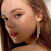 Long Rhinestone Gold Bowknot Earrings