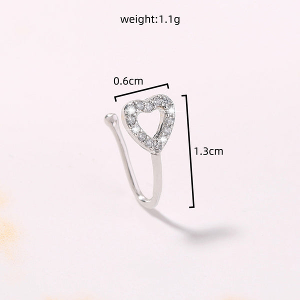 Fake nose Piercing silver heart