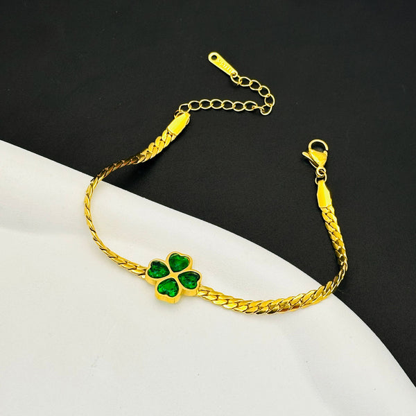 Unique Green Heart Gold Bracelet