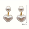 Heart-shaped pearl earrings