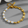 Pearl & Gold Link Charm Bracelet