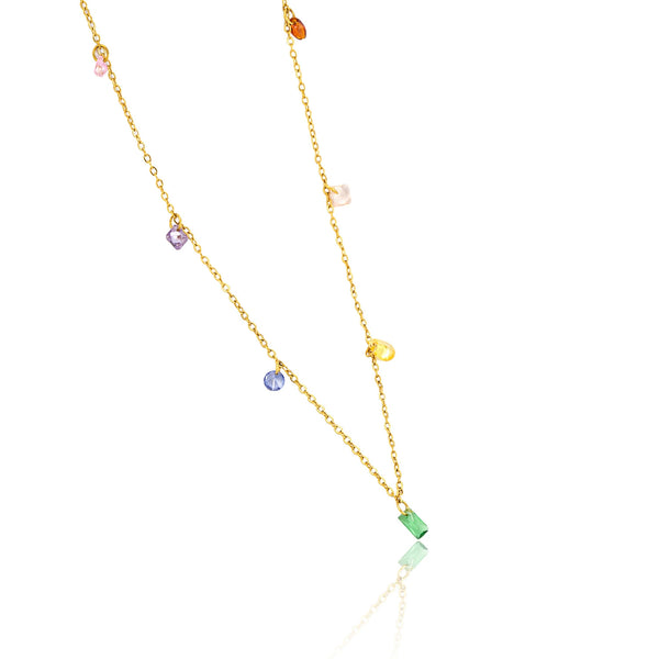 Gold Plated Multicolor Zirconia Necklace
