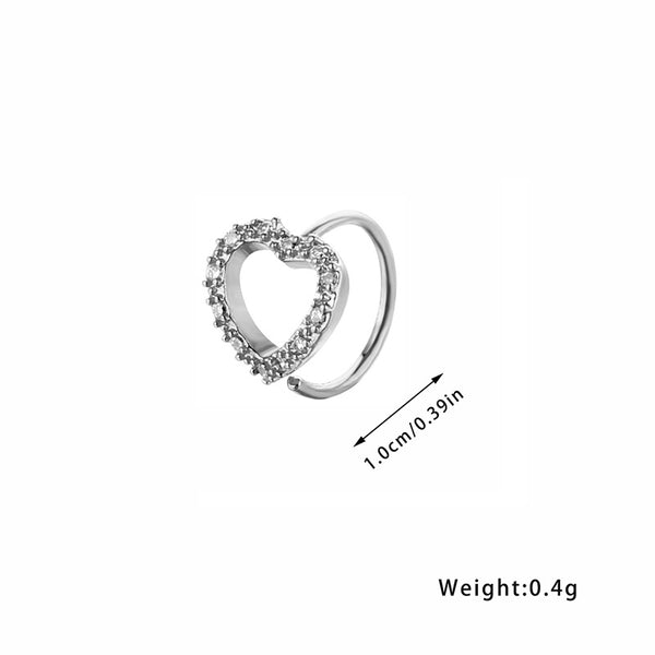 Heart with Diamonds Hoop Nose Ring