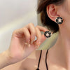 Combo Of 2 Black & Pearl Camellia Flower Earrings