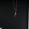Shiny Crystal Swan Black Necklace