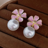 Pink Petal Flower Stud Earrings
