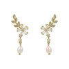 Crystal Floral Pearl Drop Earrings