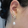 Crystal Floral Pearl Drop Earrings
