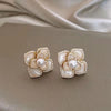 Four Petals Pearl Flower Stud Earring