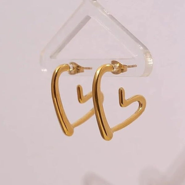 stainless heart hoop stud