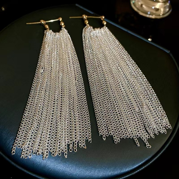 Long Tassel Multi Chain Earrings
