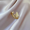 Golden Shine Adjustable Butterfly Crystal Ring