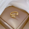 Golden Shine Adjustable Butterfly Crystal Ring