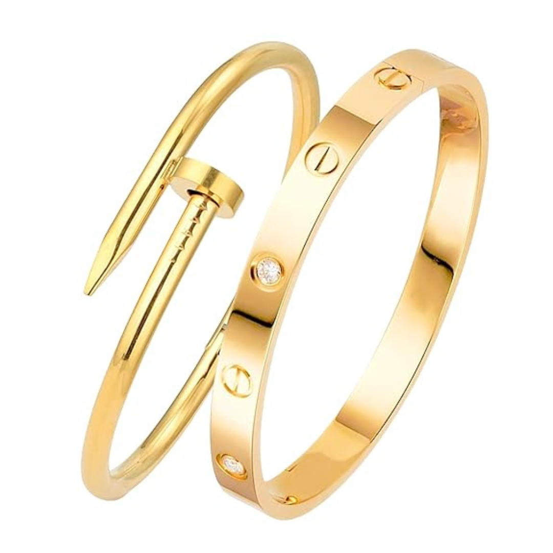 Anti-Tarnish Band & Nail Cuff Hand Bracelet for Women