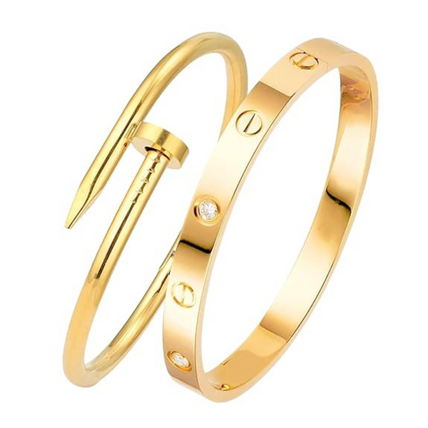 Anti-Tarnish Band & Nail Cuff Hand Bracelet for Women