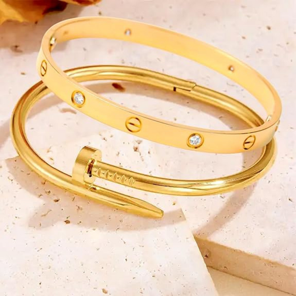 Anti-Tarnish Band & Nail Cuff Hand Bracelet for Women