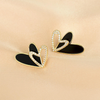 Black double heart earrings