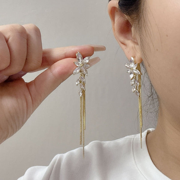 Floral tassel earring