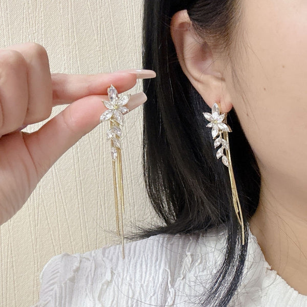 Floral tassel earring