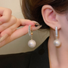Beaded Crystal Big Pearl Earring