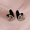Black double heart earrings