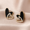 Black double heart earrings
