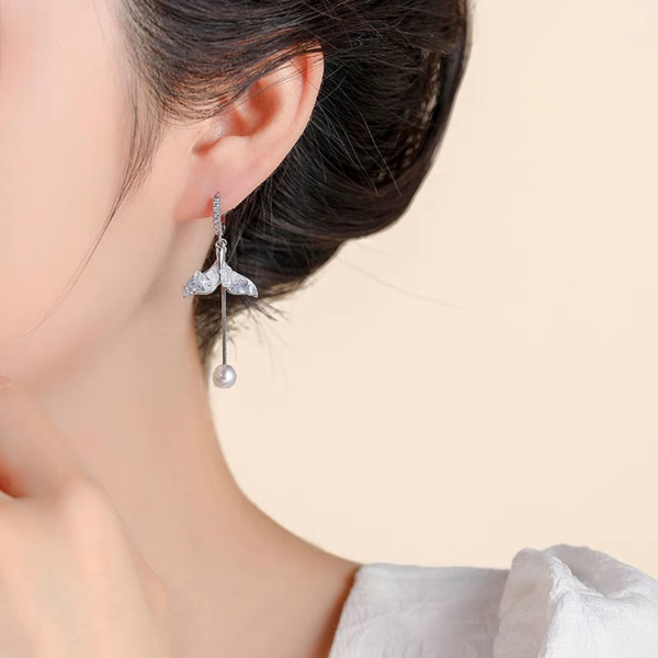 Mermaid Pearl Dangle Drop Earrings