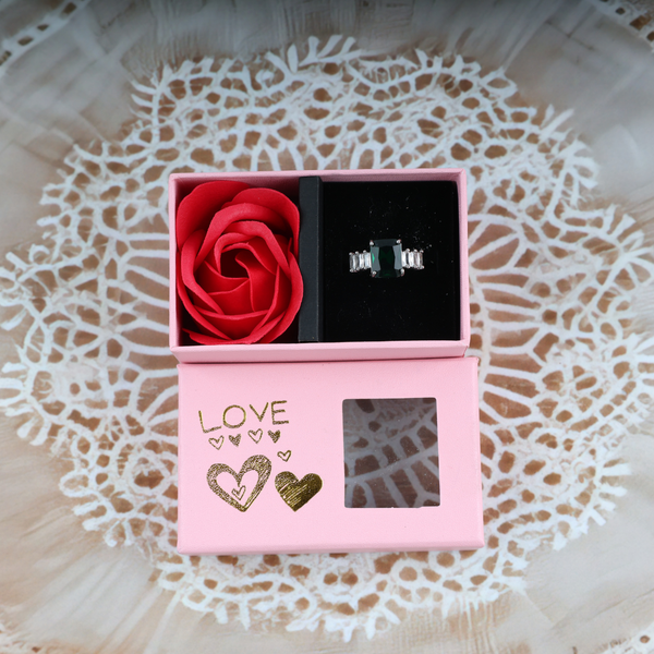 Love promise green stone ring